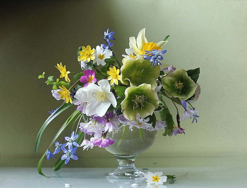 Buquê de flores, Flores, Vaso, Buquê, Primavera papel de parede HD