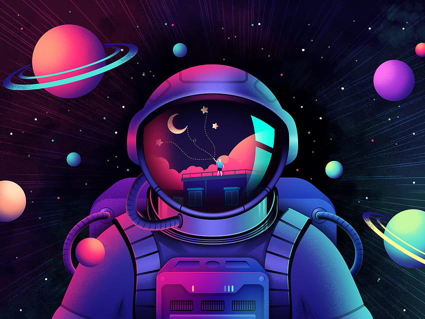 Prezent na żywo. Kosmiczne rysunki, Astronauta , Sztuka kosmiczna, Kosmiczny astronauta Tapeta HD