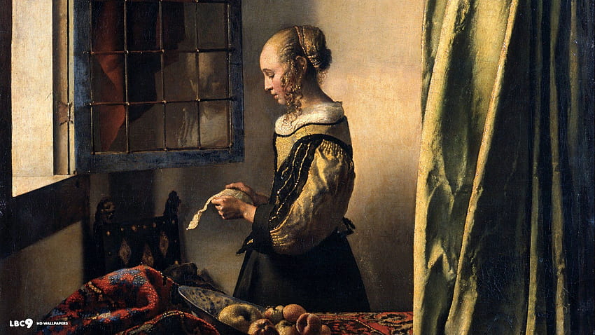 jan vermeer gadis membaca surat di tempat terbuka, Johannes Vermeer Wallpaper HD