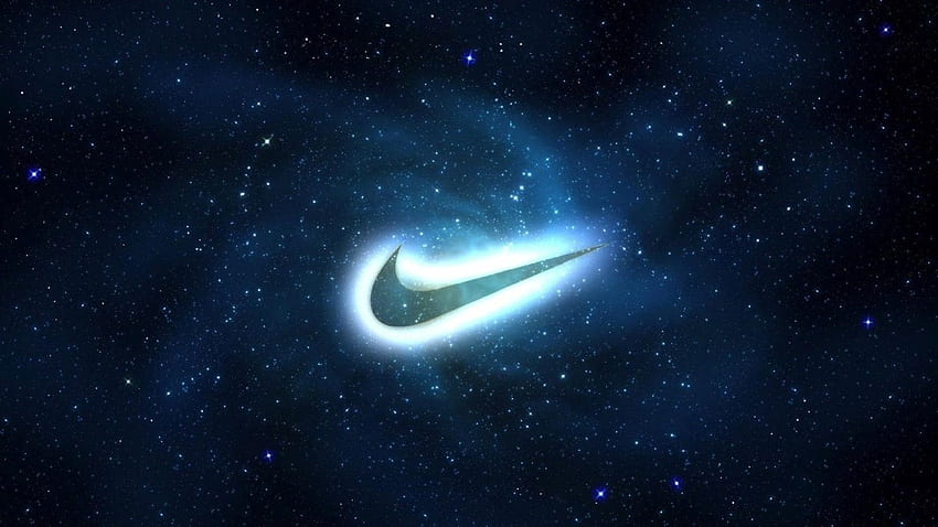 Glow In The Dark Blue Nike Logo In Galaxy Background For iPhone, Just Do It Galaxy HD wallpaper