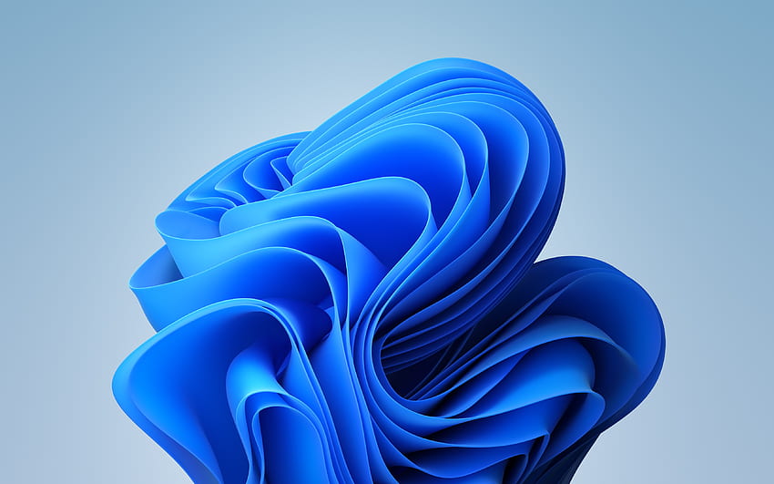 Windows 11 3D Abstrak Biru muda, biru, bentuk, abstrak, 3d, latar belakang sederhana Wallpaper HD