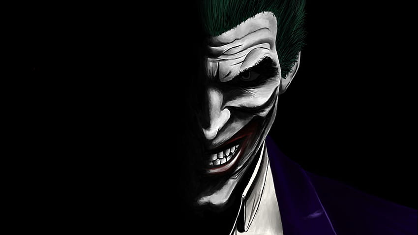 joker, dark, dc comics, villain, Joker Dual Screen HD wallpaper