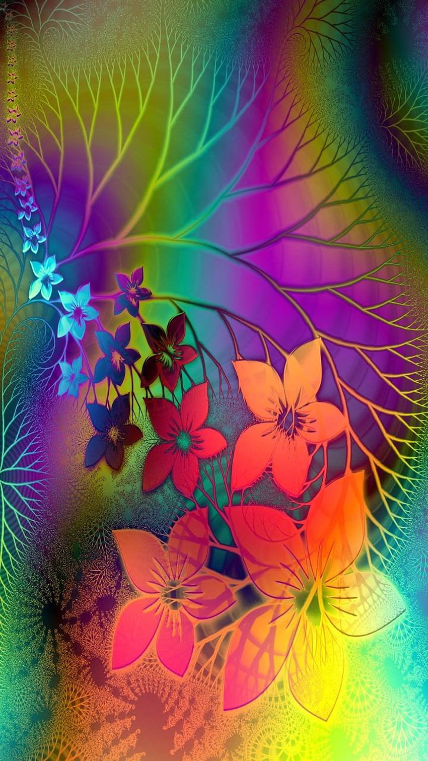 Psychedelic Flowers HD phone wallpaper