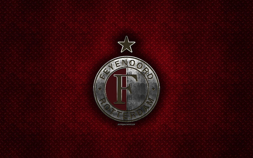 Feyenoord, klub sepak bola Belanda, tekstur logam merah, logo logam, lambang, Rotterdam, Belanda, Eredivisie, Divisi Utama, seni kreatif, sepak bola, Feyenoord Rotterdam untuk resolusi . Kualitas tinggi Wallpaper HD