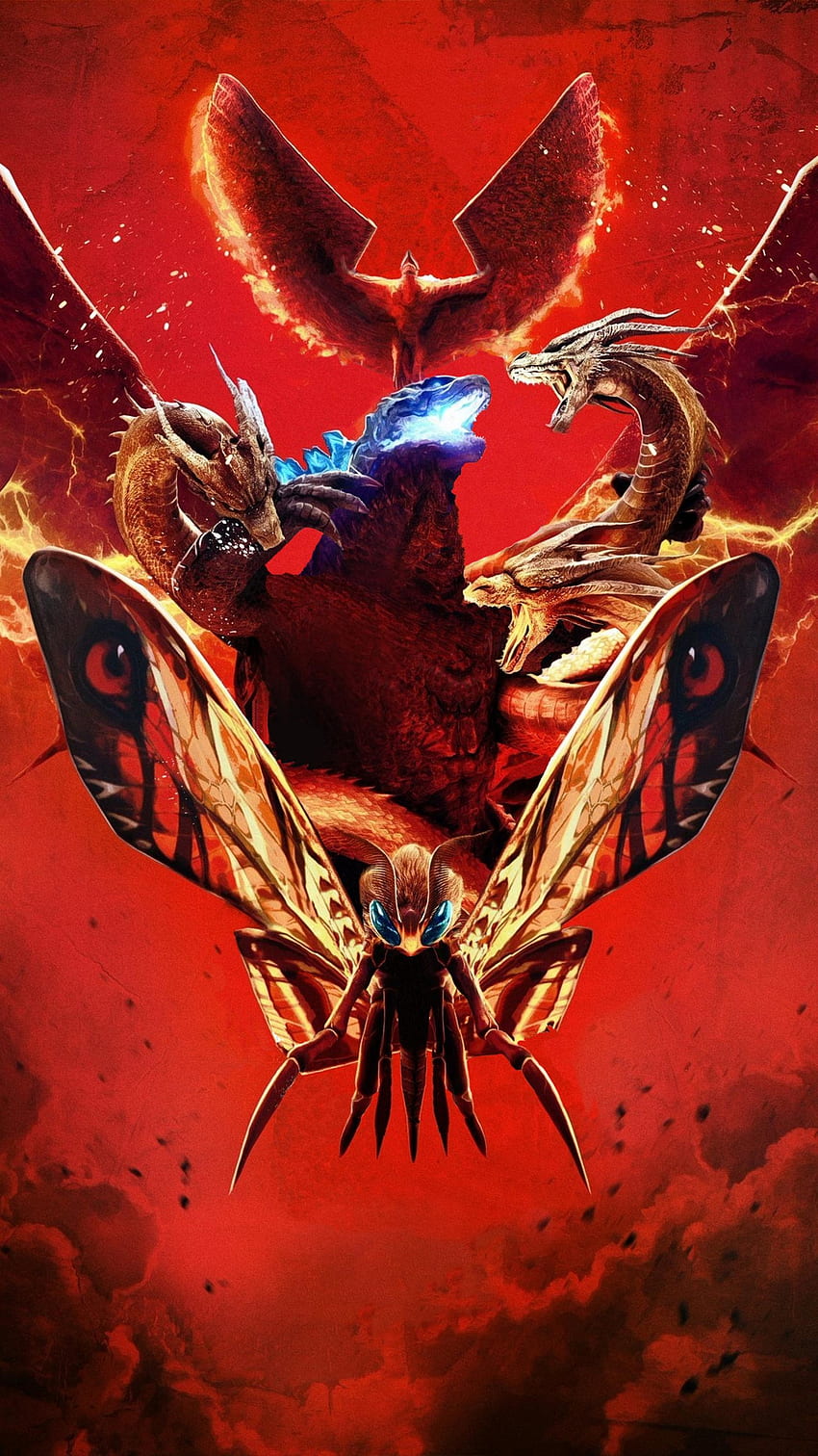 고질라: 괴물의 왕 (2022) 영화 HD 전화 배경 화면
