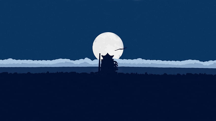 Аниме 1600 x 900 нощ, луна, аниме, минимализъм Spirited, Spirited Away Studio Ghibli HD тапет