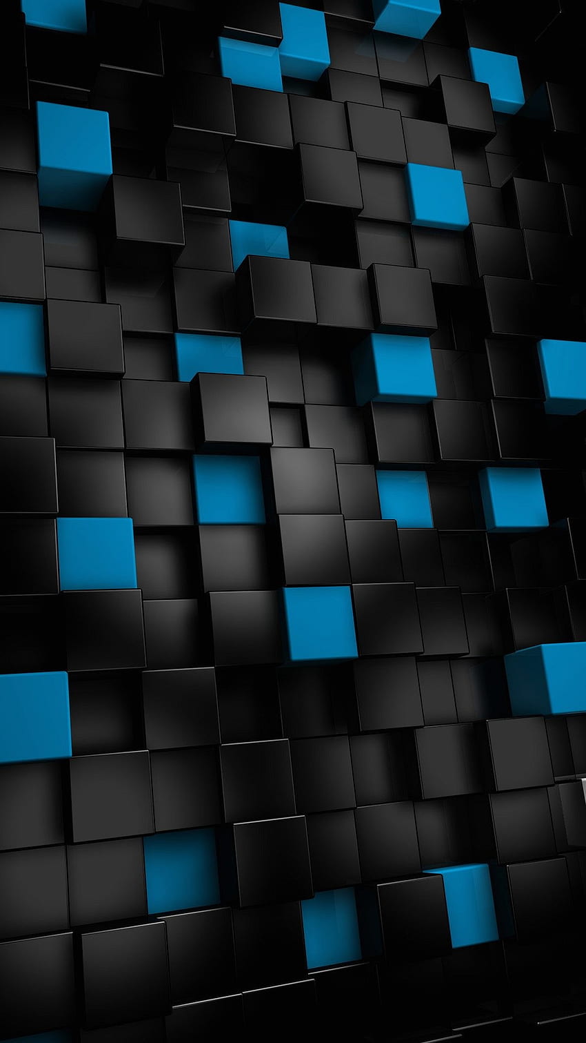 full 1080 x 1920 smartphone 3d cubes black blue HD phone wallpaper