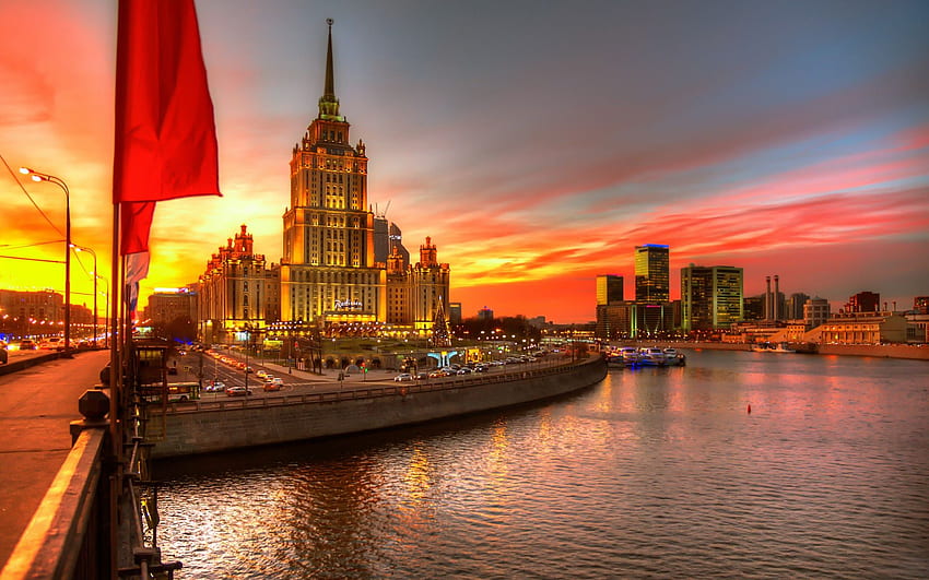 Stadt Moskau Russland Sonnenuntergang - Auflösung: HD-Hintergrundbild
