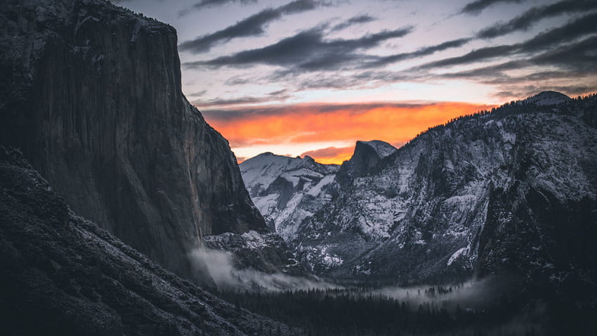 Vale de Yosemite, escuro, noite, 3840 X 2160 Floresta Nacional papel de parede HD