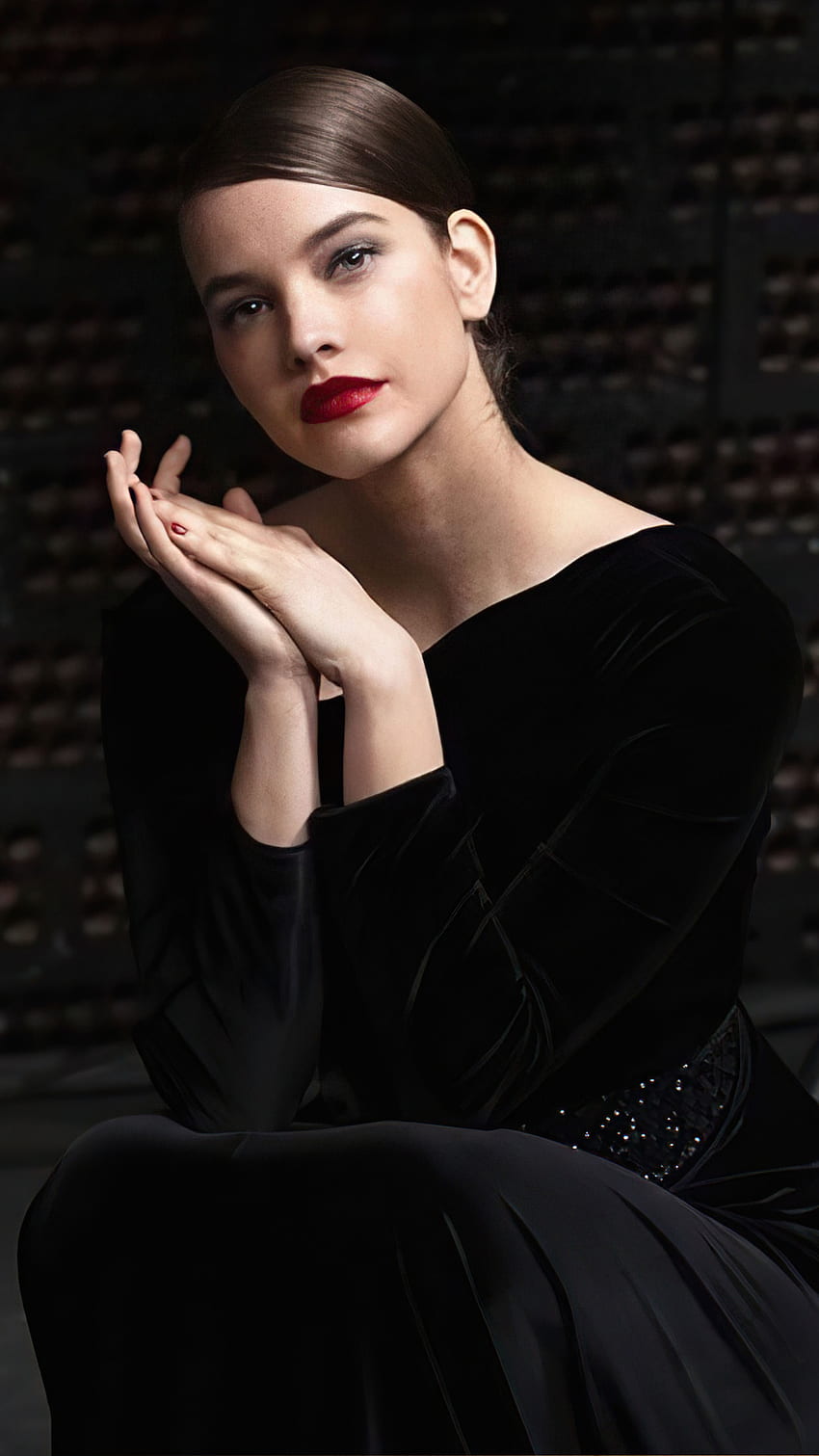 Barbara Palvin 2020 Red Lips Black Dress Ultra Mobile , Black and Red ...