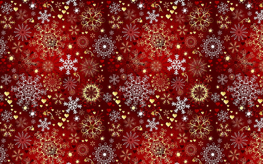red snowflakes background, snowflakes patterns, Winter Pattern HD wallpaper