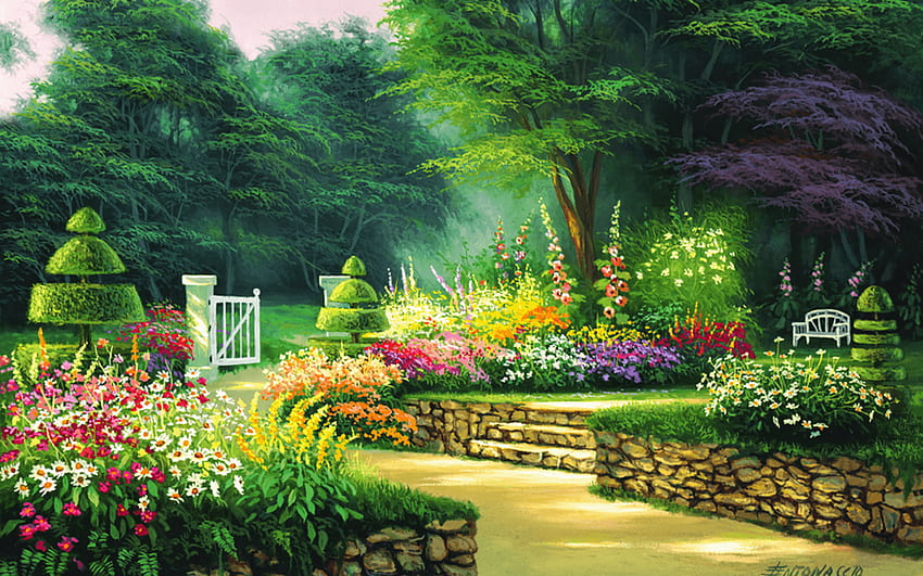 Spring Garden Full and Background . HD wallpaper