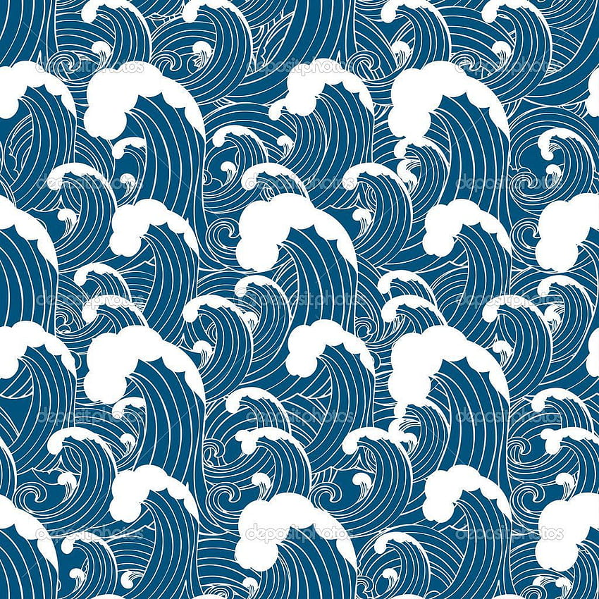 sea pattern - background, Japanese Wave Print HD phone wallpaper