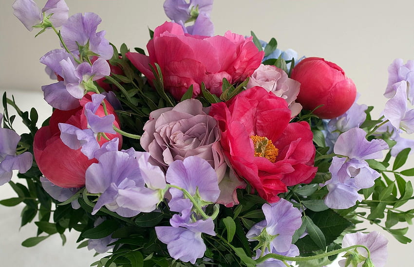 Blumen, Rosen, Blumenstrauß, Knospen, Zärtlichkeit, Komposition HD-Hintergrundbild