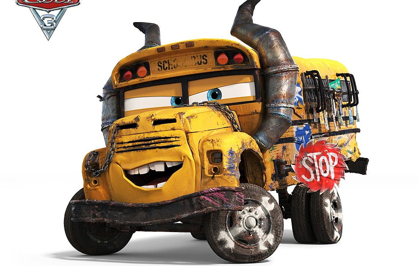 Disney, Pixar, Carros, ônibus, filme de animação, filme de animação, School Bus papel de parede HD