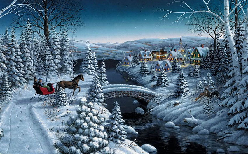 Weihnachts-Winter-Wunderland HD-Hintergrundbild