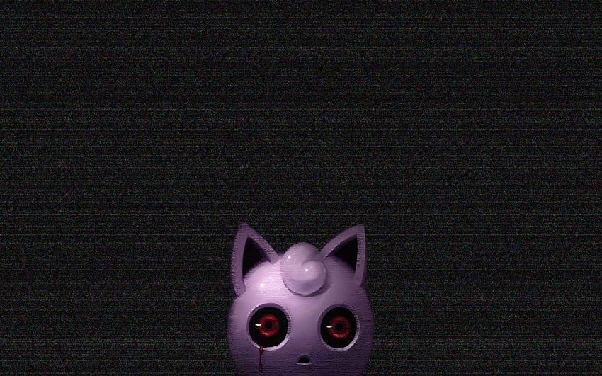 Jigglypuff, black fuzz, red eyes, creepy, pokemon HD wallpaper