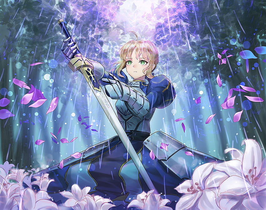 Blossom, anime girl, saber, Fate/Grand Order HD wallpaper