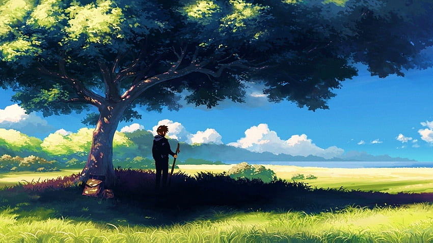 Anime, Scenery, Boy Under Tree, Anime Scenery . HD wallpaper | Pxfuel