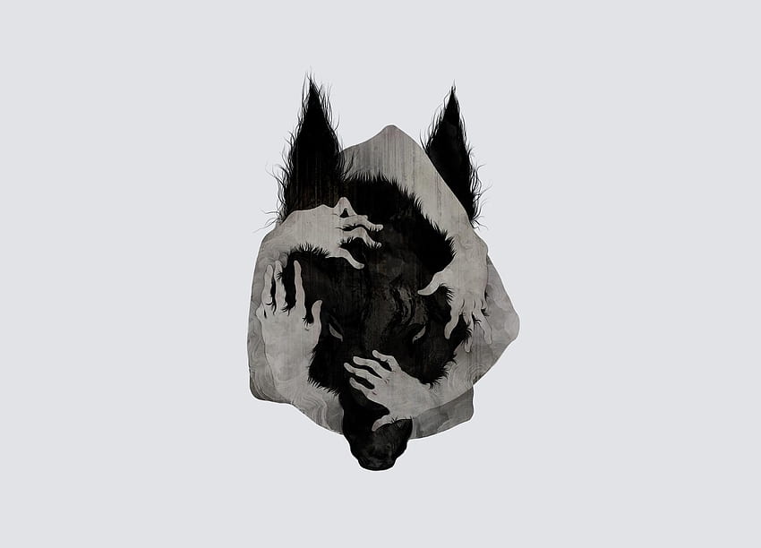 オオカミの腕 抽象的な 不気味な灰色 灰色の暗いホラー 狼男 高画質の壁紙