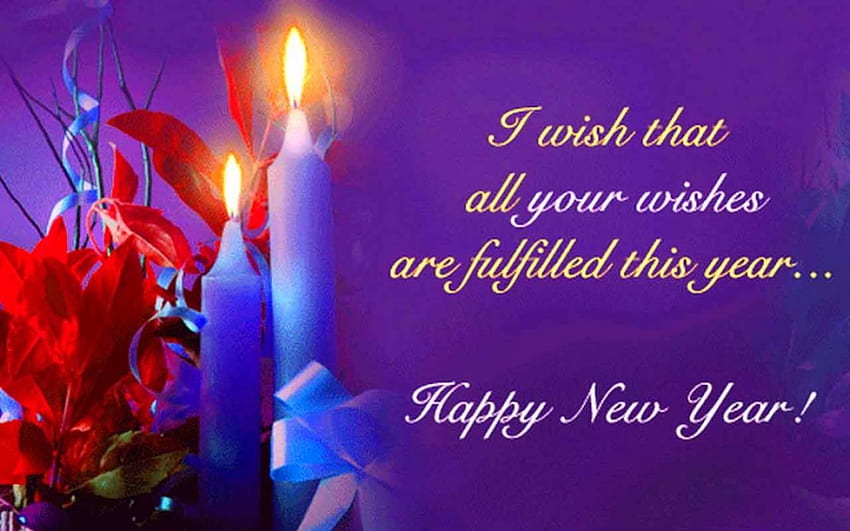 Happy New Year, decoration, text, 2015, light, candles HD wallpaper