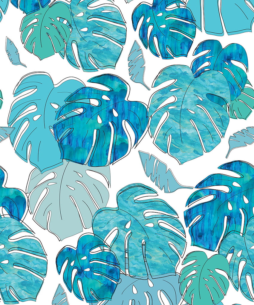 Tropicale Design • A Bold Monstera Tropical • Milton & King AUS, Teal Blue HD phone wallpaper