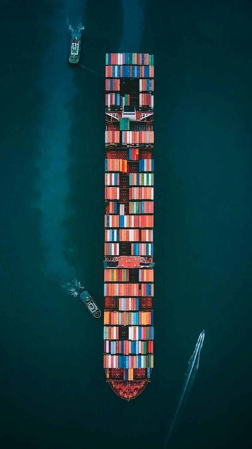 Container Ship. Aerial graphy drone, Cargo Ship HD phone wallpaper