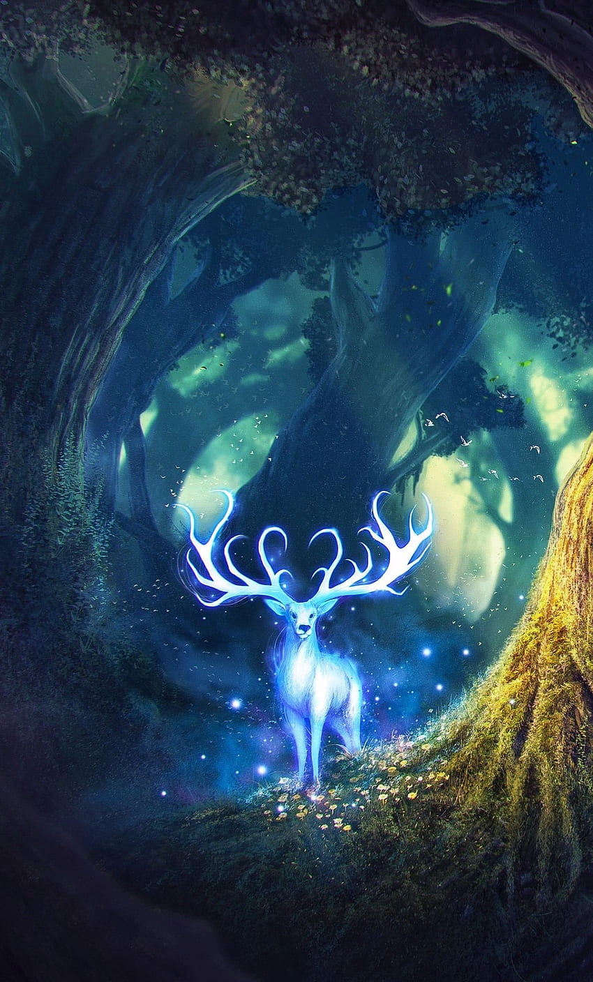 Magic Forest Fantasy Deer iPhone HD phone wallpaper