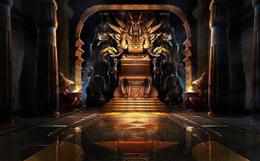 Xol Xirens Thronsaal in den Hallen von Kal Barosh Thaig. Fantasielandschaft, Fantasieorte, Thronsaal, mittelalterlicher Thron HD-Hintergrundbild