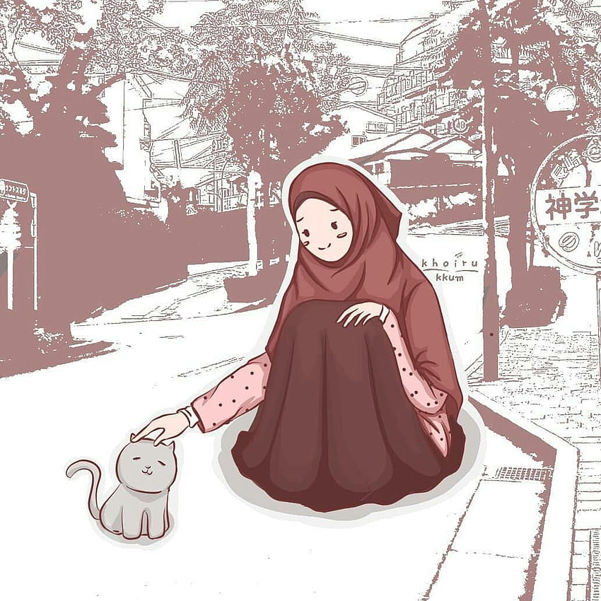 히잡 만화, 이슬람 소녀, 애니메이션 무슬림, 사람들 HD 전화 배경 화면