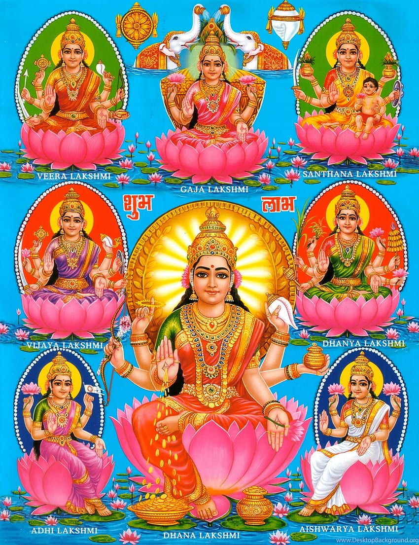 Dios hindú de alta resolución - Shree Ashta Lakshmi Devi fondo de pantalla del teléfono