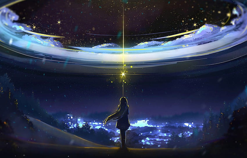 Beautiful night sky anime HD wallpapers | Pxfuel