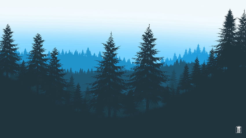 Trees, Art, Mountains, Vector, Forest HD wallpaper