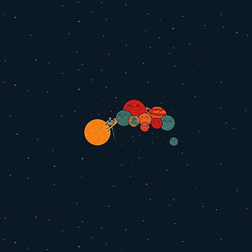 Planets Cute Illustration Space Art Blue Red HD phone wallpaper