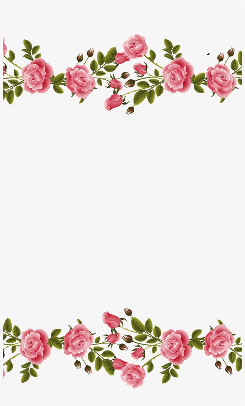 Pink Rose Border - Pink Flowers Clip Art Border - Transparent PNG HD phone wallpaper
