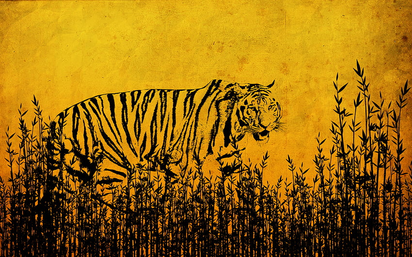 เสือในพงหญ้า เสือโคร่ง ลูกเสือ วอลล์เปเปอร์ HD