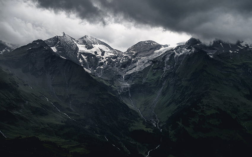 Snow capped mountain, Grey Mountain HD wallpaper