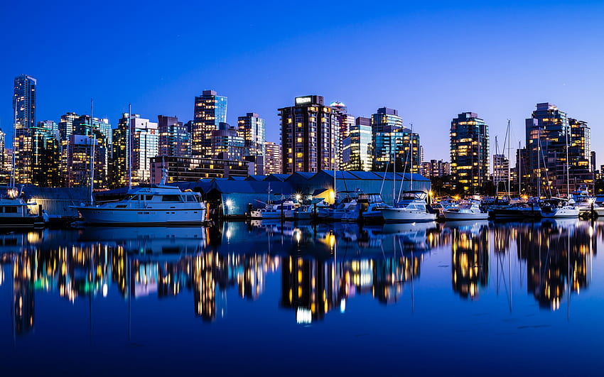 Vancouver, Canada, city night, lights, buildings, Vancouver Skyline HD wallpaper