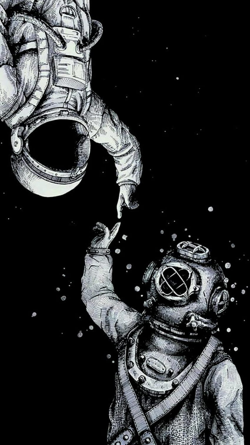 宇宙飛行士が深海ダイバーと出会う。 Astronaut drawing, Astronaut, Astronaut Tumblr HD電話の壁紙