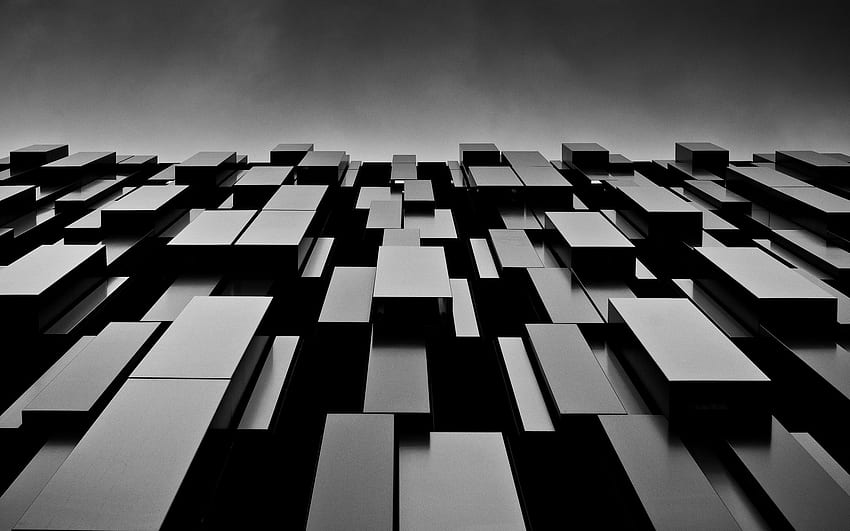 Architettura in bianco e nero, architettura astratta Sfondo HD