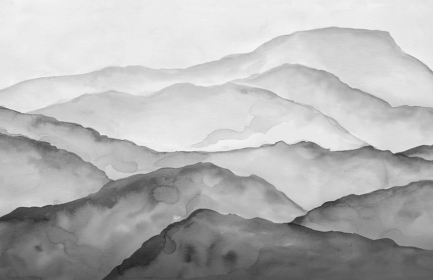 Szary akwarela spokojna górska foto. Hovia, góra czarno-biała Tapeta HD