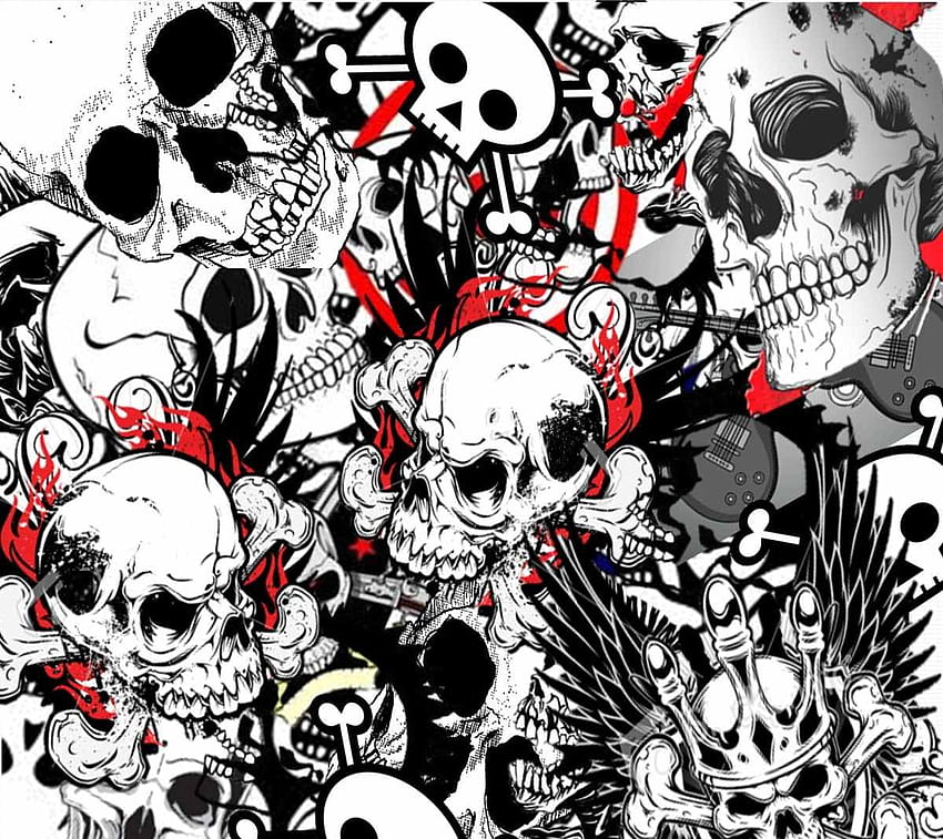 Sticker Bomb Skull Rose - -, Anime Sticker Bomb HD wallpaper