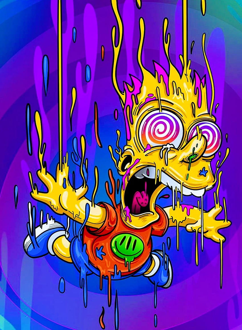 Derritiendo a Bart, Los Simpson. Arte de los simpsons, Arte de stoner, Cool Bart Simpson fondo de pantalla del teléfono