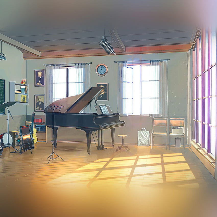 Arseniy Chebynkin Music Room Piano Illustration Art HD phone wallpaper