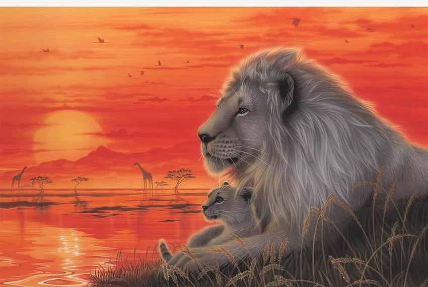 AFRICAN SUNSET, แอฟริกัน, แมว, ใหญ่, พระอาทิตย์ตก วอลล์เปเปอร์ HD