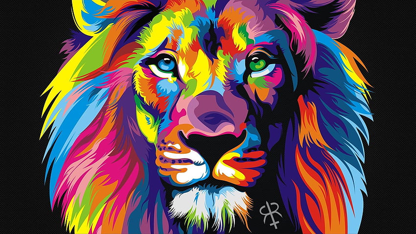 Colourful Lion:, Lion Cross HD wallpaper