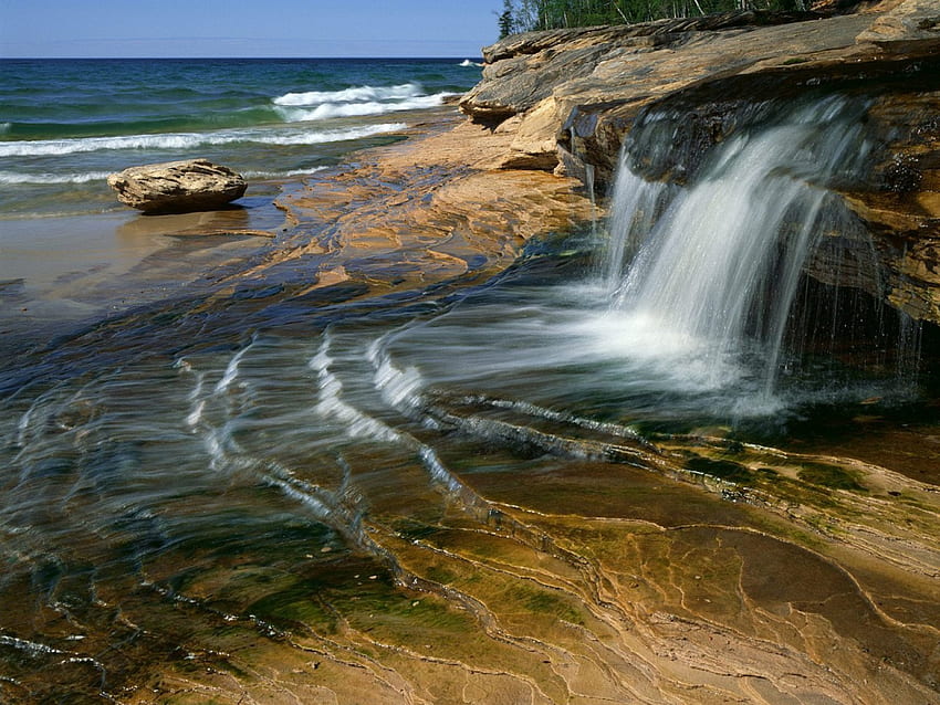 Miners Beach Lake Superior d Rocks National Lakeshore Michigan, landscape, nature, beauty HD wallpaper