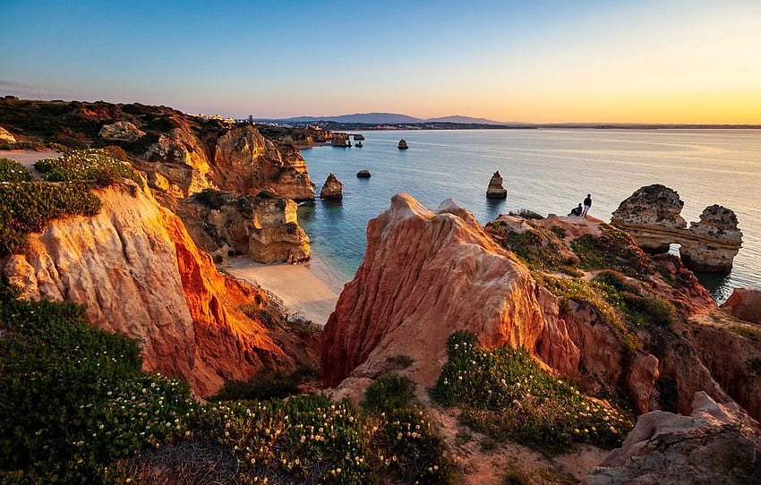風景、自然、海、岩、海岸、ポルトガル、アルガルヴェ、アルガルヴェのセクション 高画質の壁紙