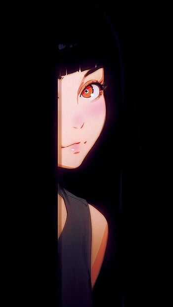 dark, anime girls, anime, black background, face - wallpaper