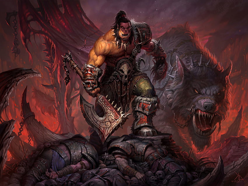 Orcs Äxte Kreatur World of Warcraft Warlords of Draenor Grommash Höllschrei, Garrosh Höllschrei HD-Hintergrundbild